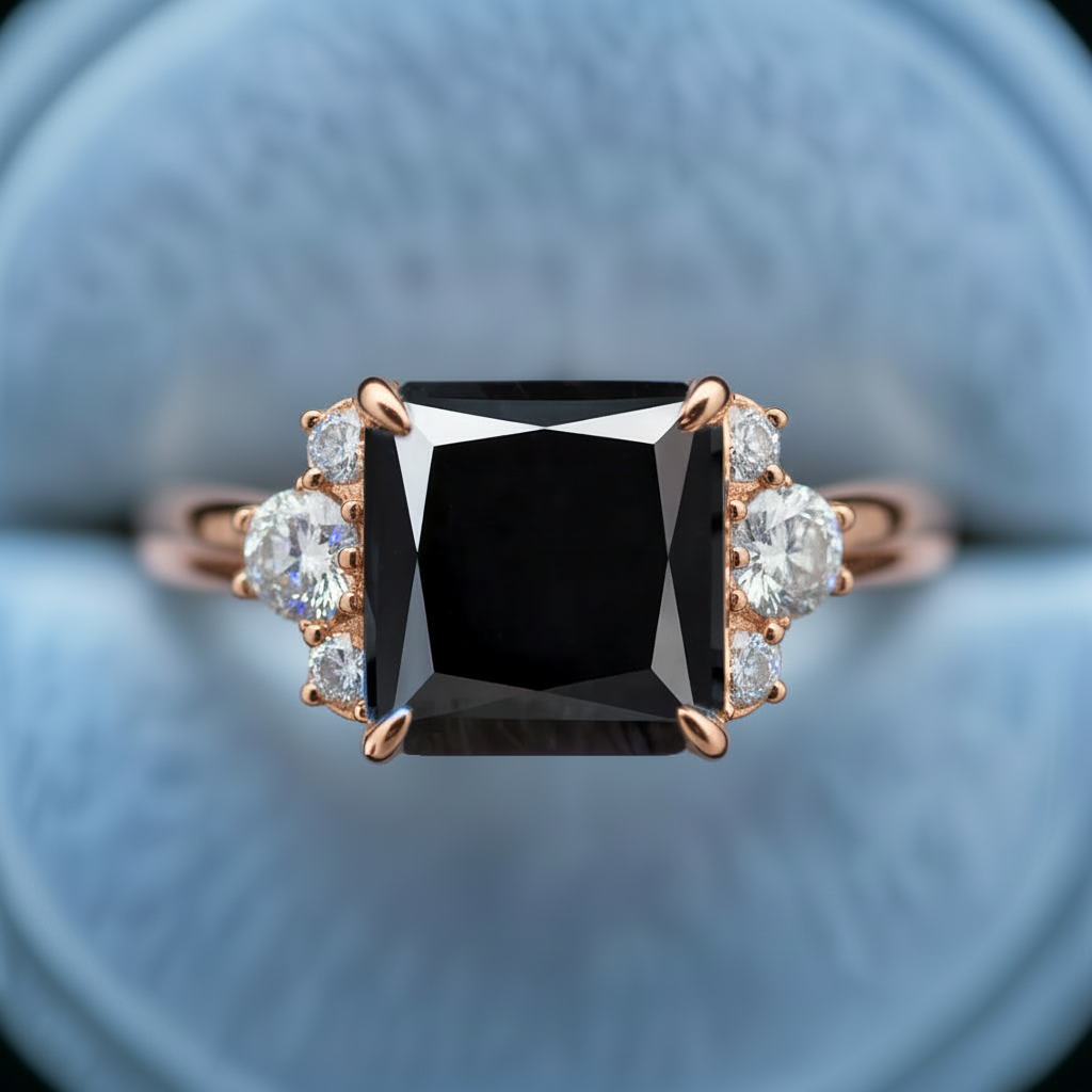 Seren’s Shadow | Princess Cut Midnight Star Ring.
