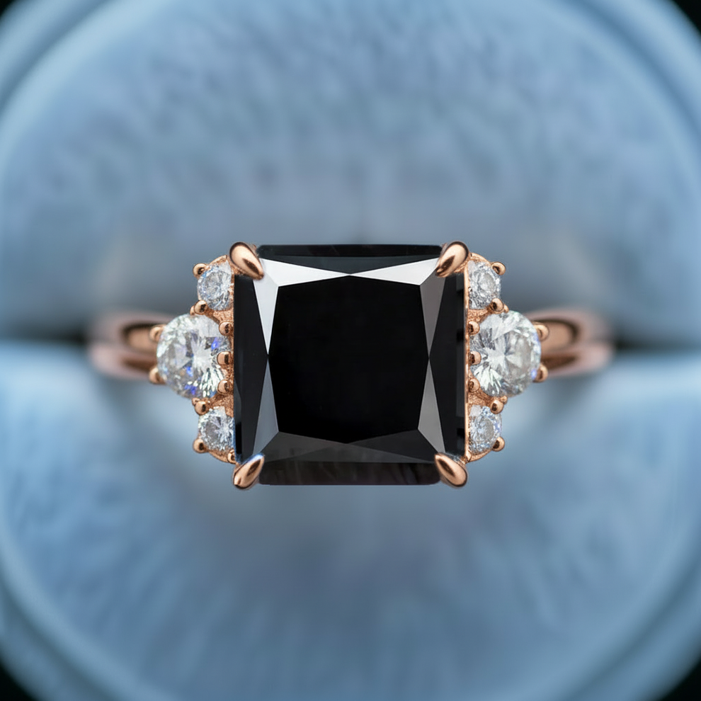 Seren’s Shadow | Princess Cut Midnight Star Ring.