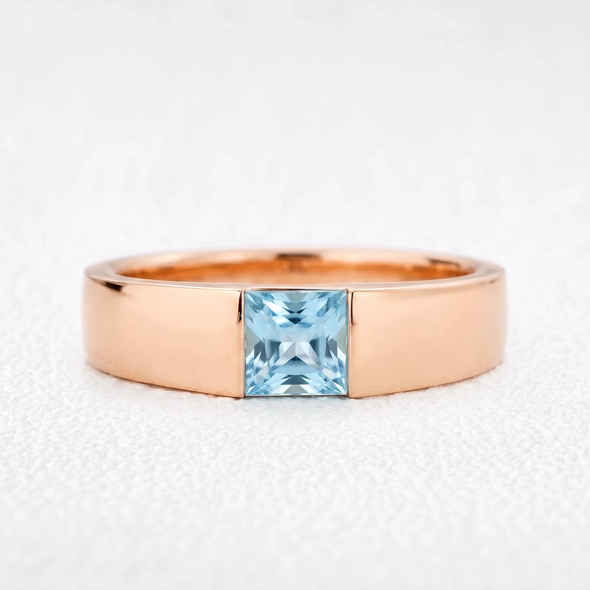 Orion’s Tide | Princess-Cut Aquamarine Men’s Band