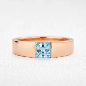 Orion’s Tide | Princess-Cut Aquamarine Men’s Band