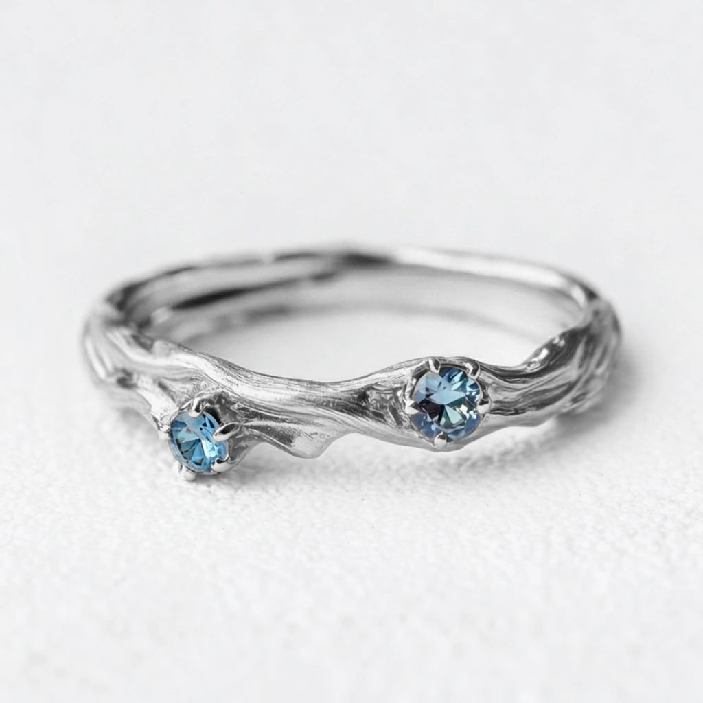 Coralie’s Shore | Aquamarine Gold Wedding Band