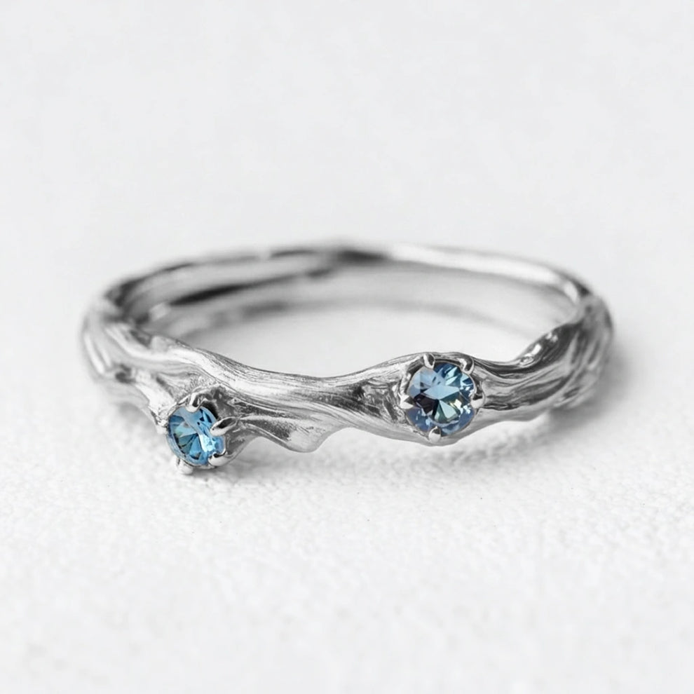 Coralie’s Shore | Aquamarine Gold Wedding Band
