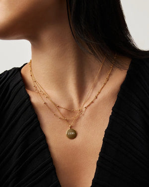18K Gold Plated Vermeil Engravable Round Necklace.