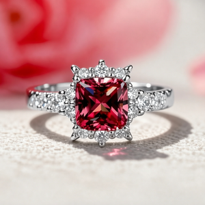Aurora‘s Cardinal | Princess Cut Ruby Solitaire Ring.