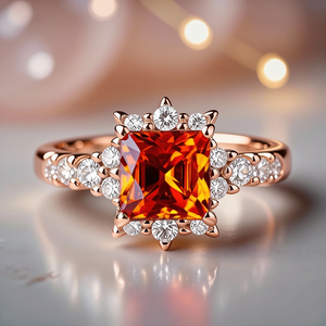 Aurora‘s Sundown | Princess Cut Orange Sapphire Ring.