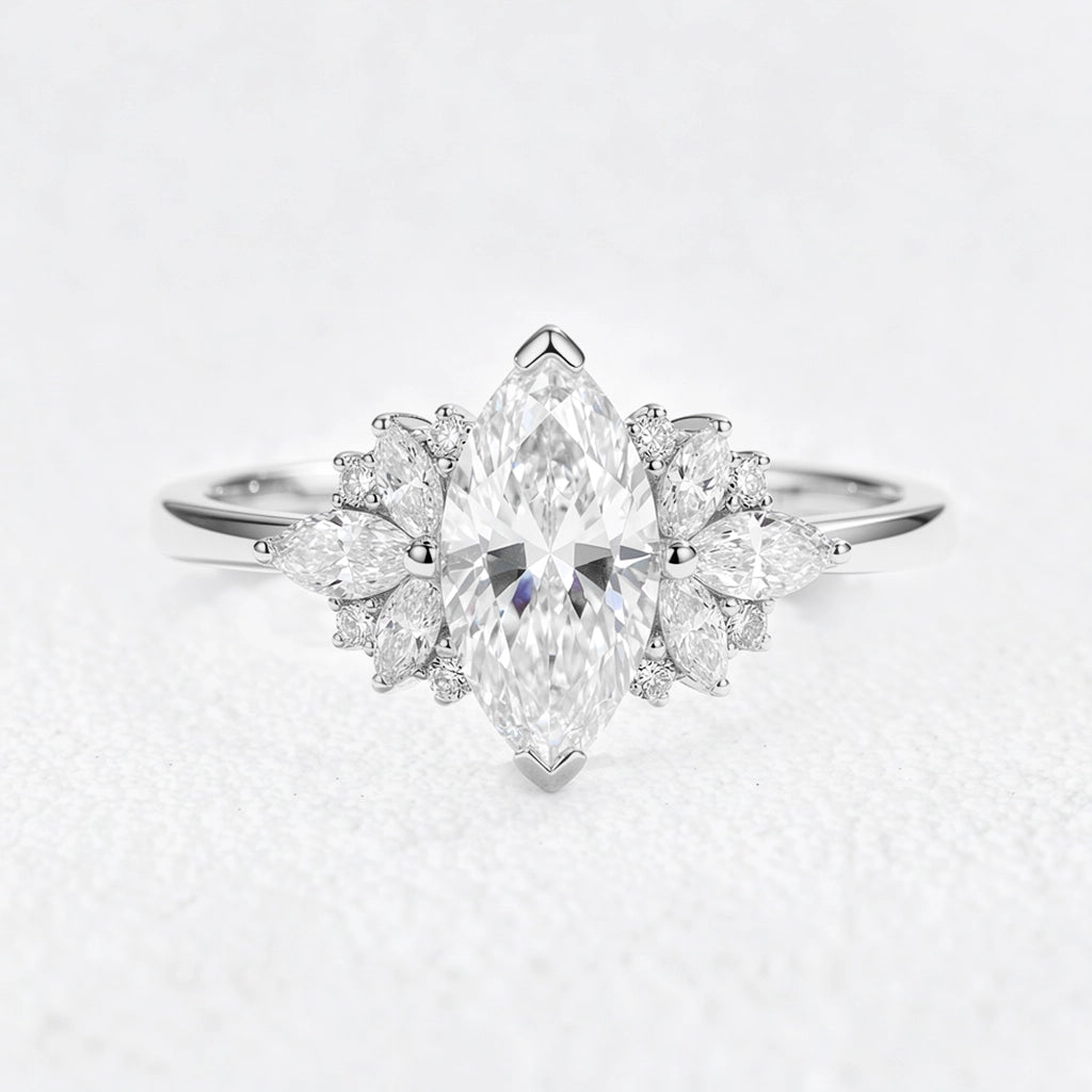 Aurora’s Wings | Marquise Diamond Cluster Engagement Ring