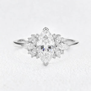 Aurora’s Wings | Marquise Diamond Cluster Engagement Ring