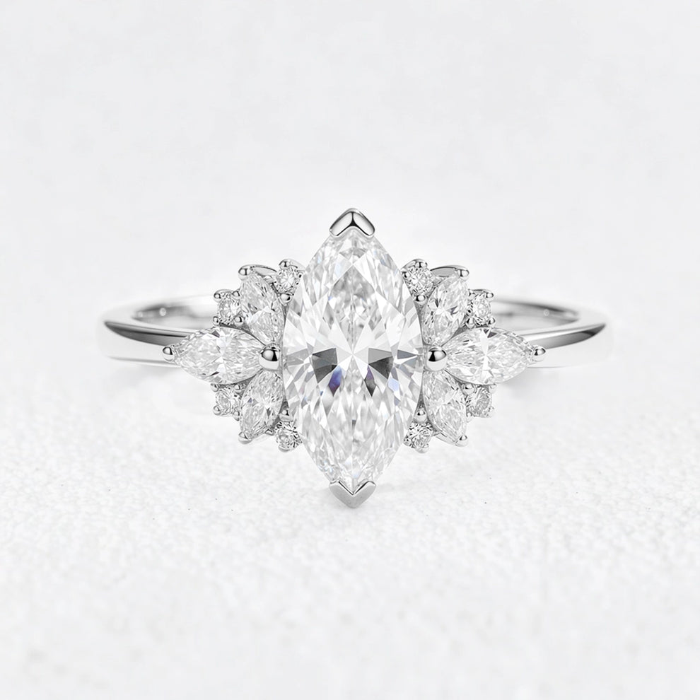 Aurora’s Wings | Marquise Diamond Cluster Engagement Ring