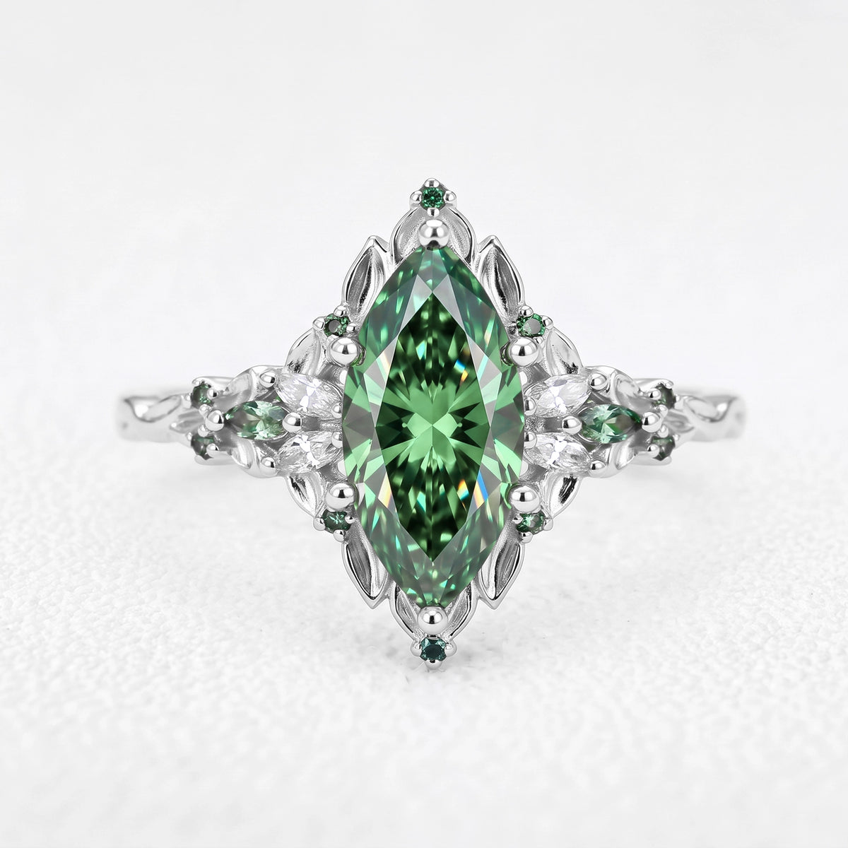 Guinevere’s Avalon | 2CT Marquise Green Sapphire Vintage Engagement Ring