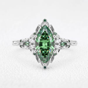 Guinevere’s Avalon | 2CT Marquise Green Sapphire Vintage Engagement Ring