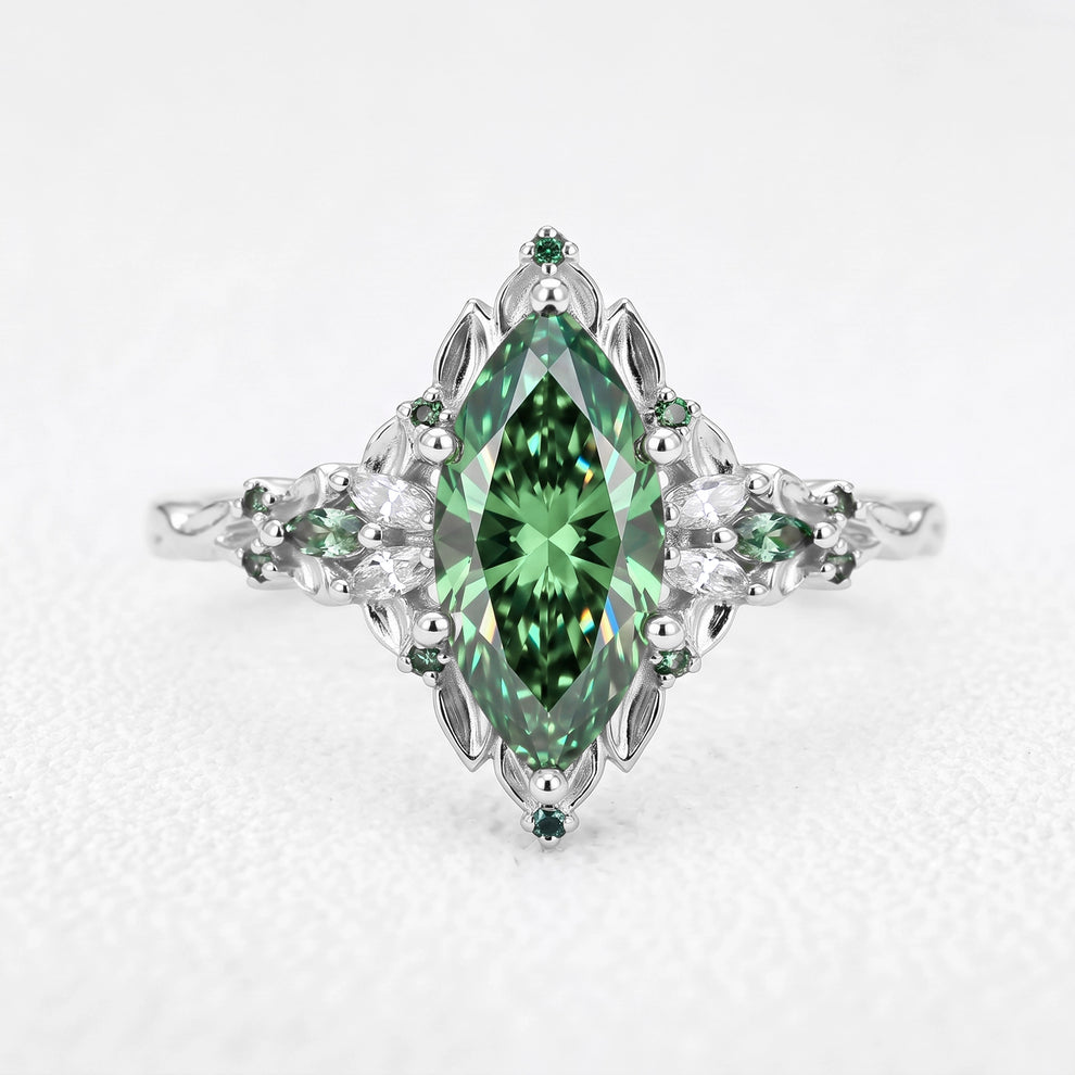 Guinevere’s Avalon | 2CT Marquise Green Sapphire Vintage Engagement Ring
