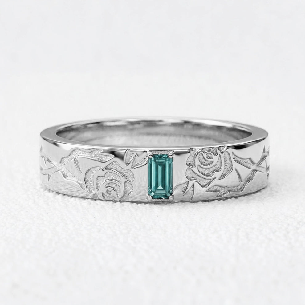 Alexandra's Thorn | Baguette Blue Sapphire Men's Band