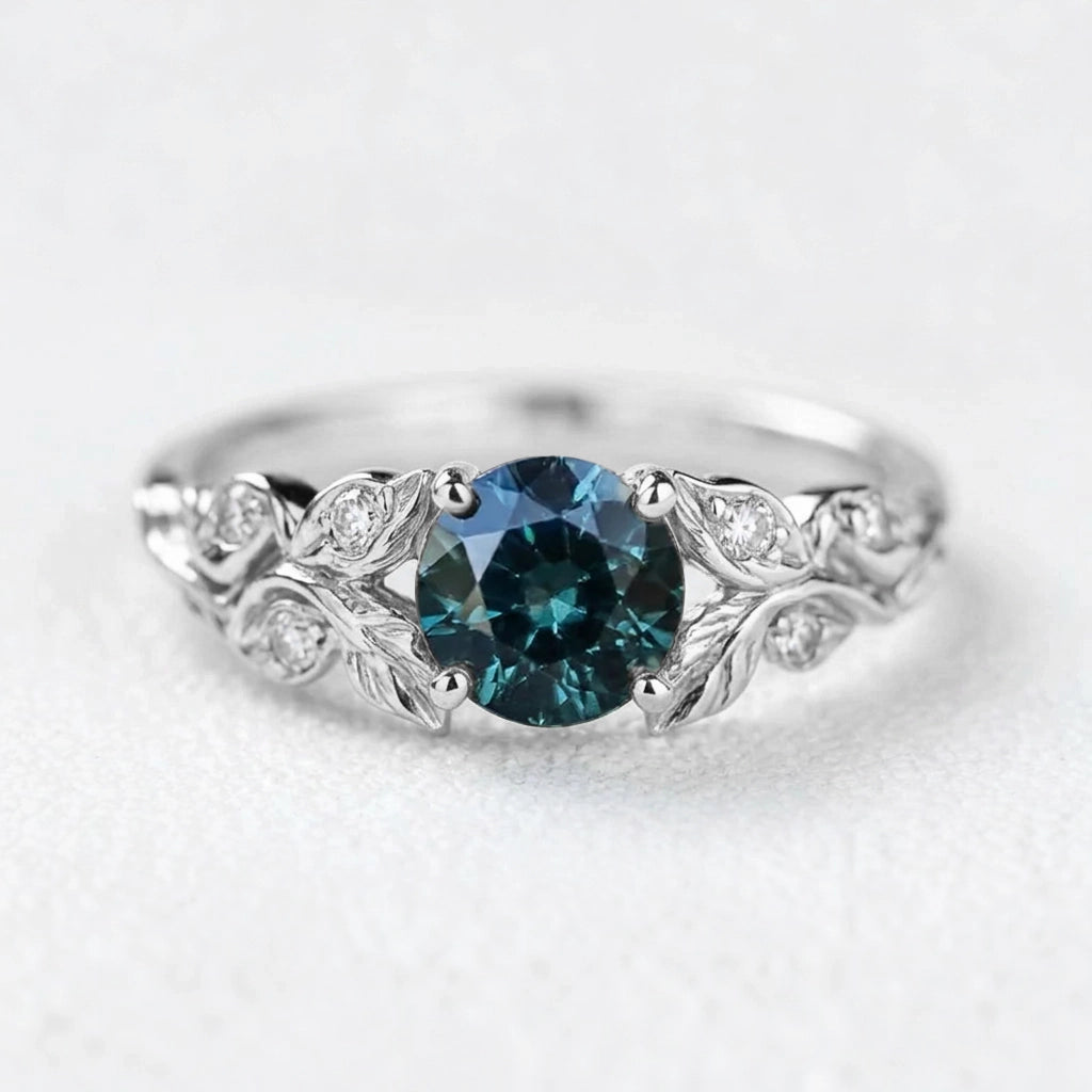 Lyra‘s Bloom | Sapphire and Diamond Vine Engagement Ring.