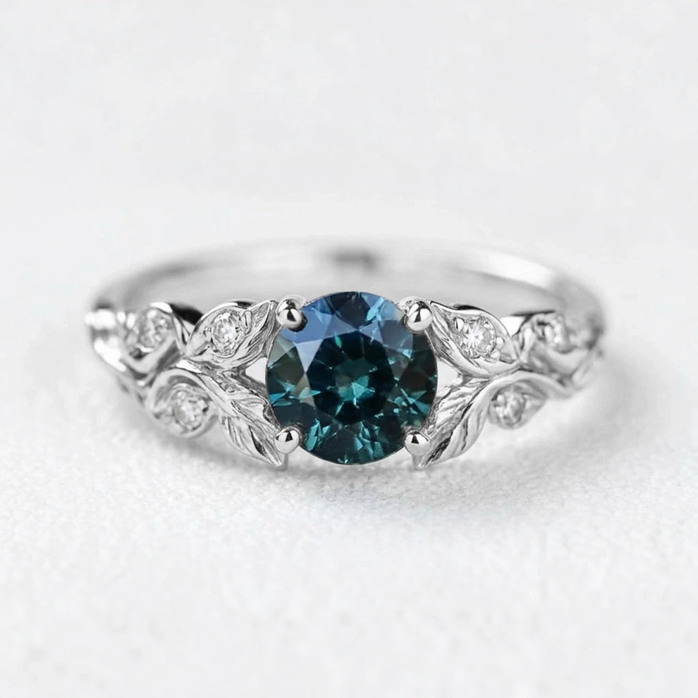 Lyra‘s Bloom | Sapphire and Diamond Vine Engagement Ring.
