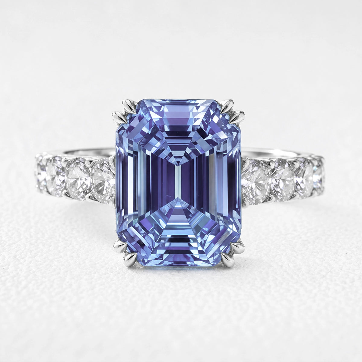 Marina’s Epoch | 3CT Emerald Cut Blue Sapphire Solitaire Engagement Ring