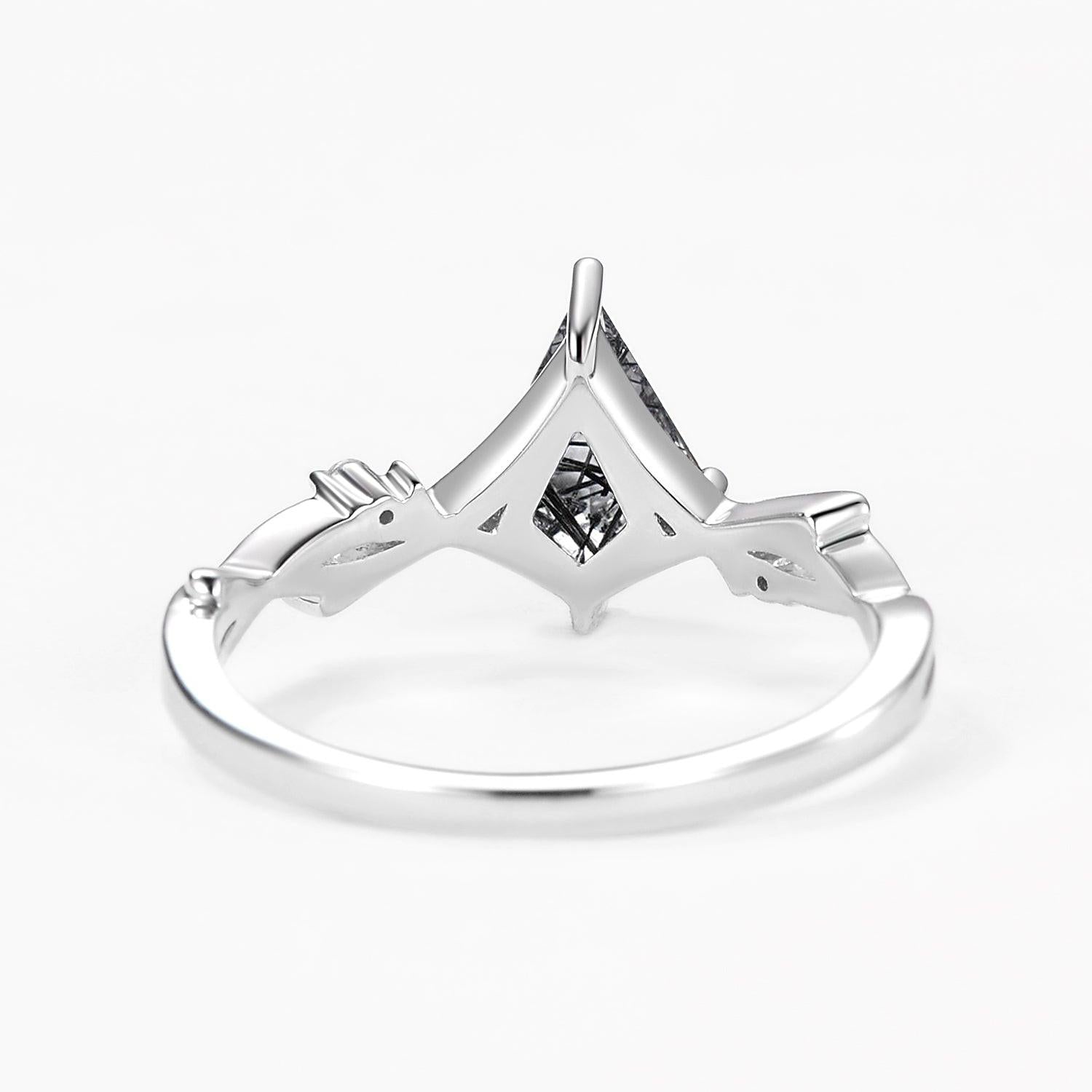 Branch Moss Agate Kite Cut Engagement Ring.
