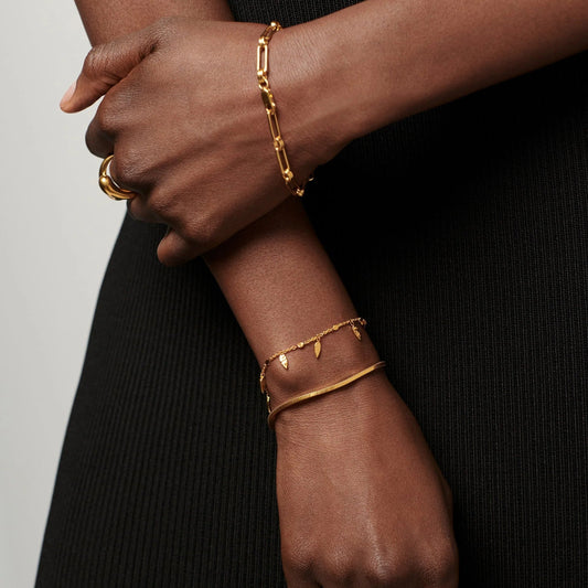 18K Gold Vermeil Square Snake Chain Bracelet.