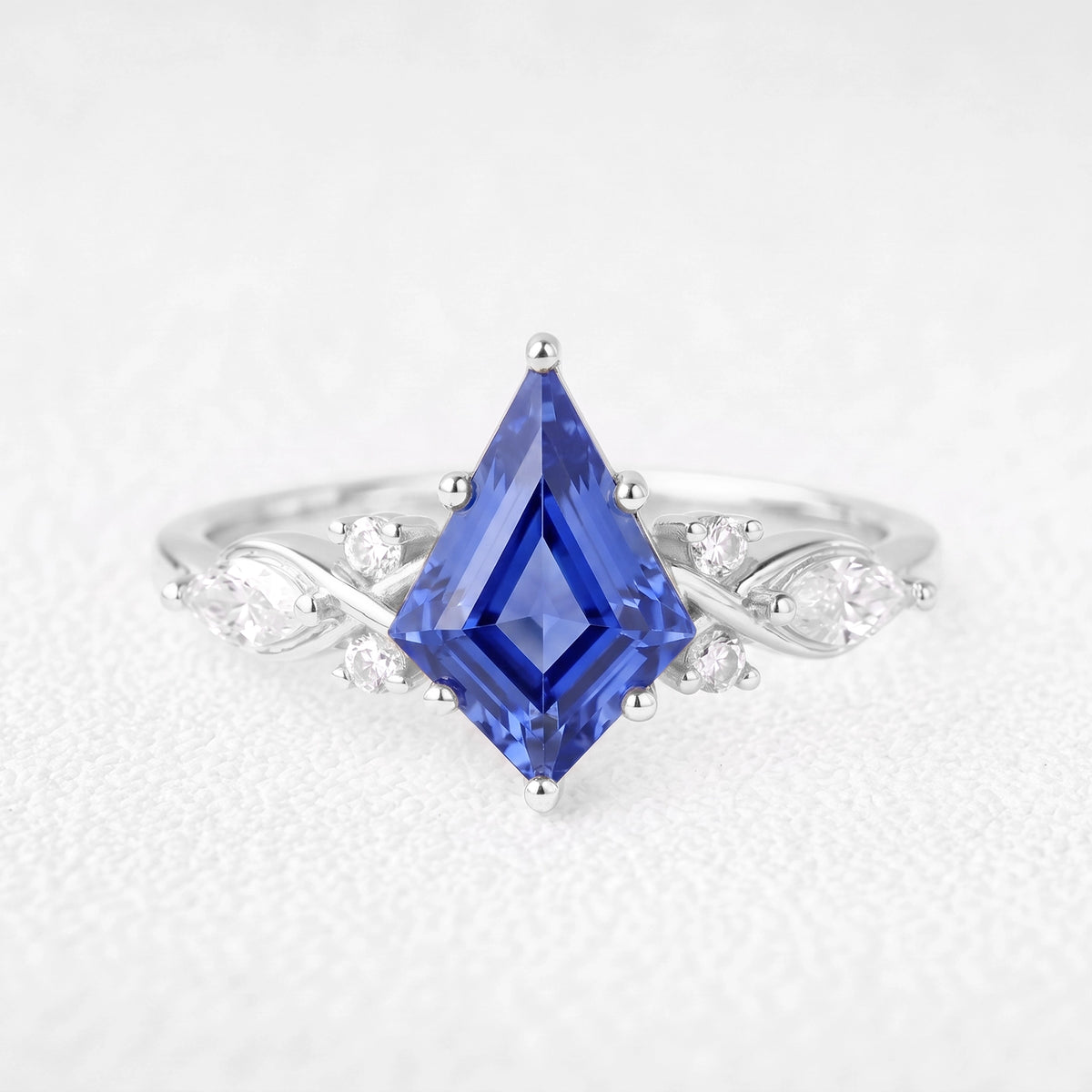 Aphrodite’s Iris | Kite-Cut Blue Sapphire Foliage Engagement Ring