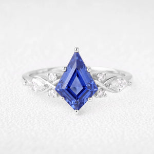 Aphrodite’s Iris | Kite-Cut Blue Sapphire Foliage Engagement Ring
