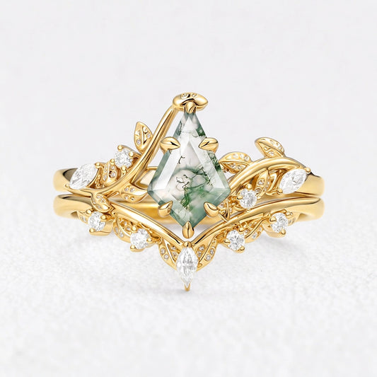 Marguerite’s Vine | Kite Moss Agate Bridal Duo