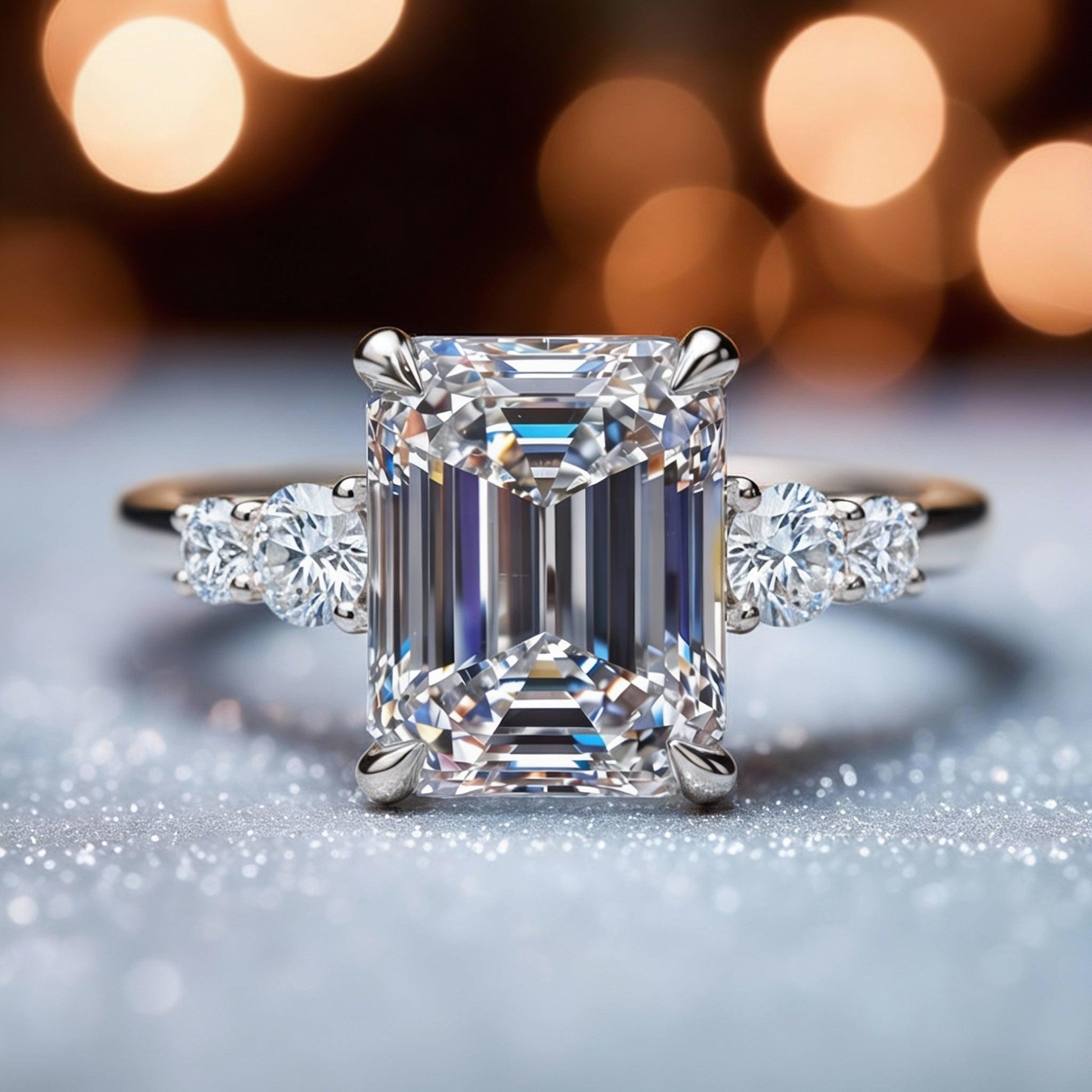 Aurora‘s Prism | 2CT Emerald Cut Moissanite Ring.