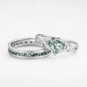 Sylvie’s Heartstring | Heart Cut Moss Agate Infinity Couple Set 2pcs