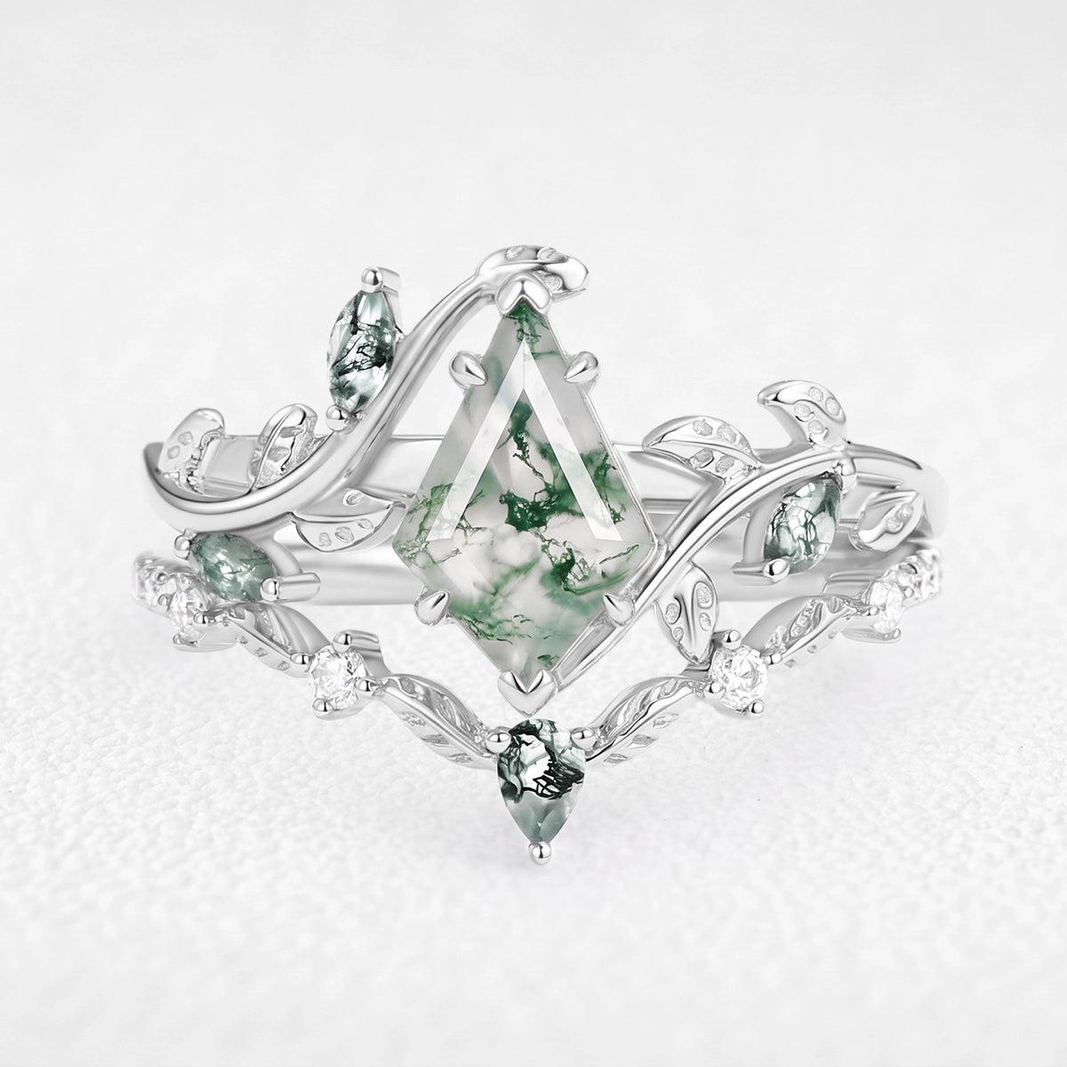 Daphne’s Vine | Kite Cut Moss Agate Bridal Set 2pcs