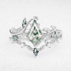 Daphne’s Vine | Kite Cut Moss Agate Bridal Set 2pcs