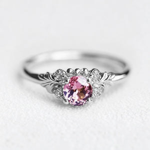 Luna’s Blush | Round Cut Rose Quartz Engagement Ring