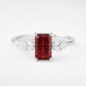 Joséphine’s Pomegranate |  Fantasy-Cut Rectangular Garnet Cluster Engagement Ring