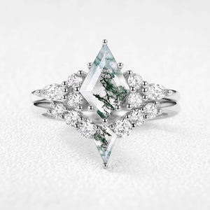 Sylvia’s Tangle | Kite Moss Agate Chevron Bridal Duo