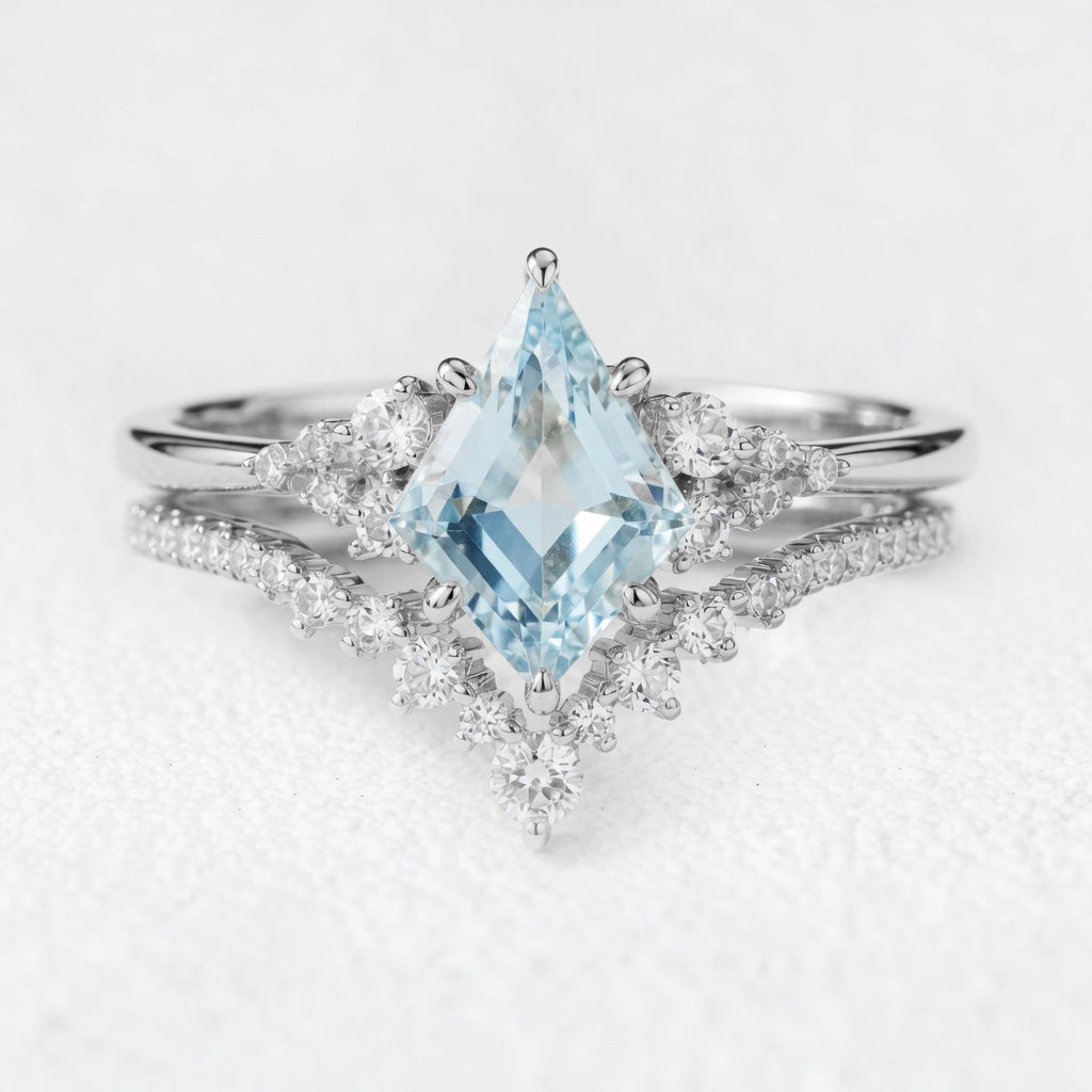 Celia’s Tide | Kite Cut Blue Aquamarine Bridal Set 2pcs