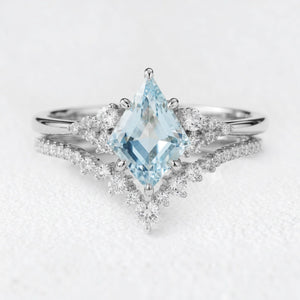 Celia’s Tide | Kite Cut Blue Aquamarine Bridal Set 2pcs