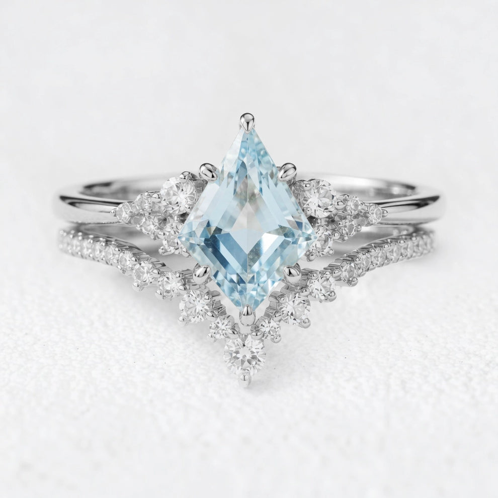 Celia’s Tide | Kite Cut Blue Aquamarine Bridal Set 2pcs
