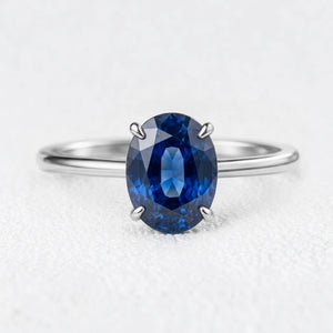 Elara‘s Glacier | 2CT Oval Blue Sapphire Solitaire Engagement Ring