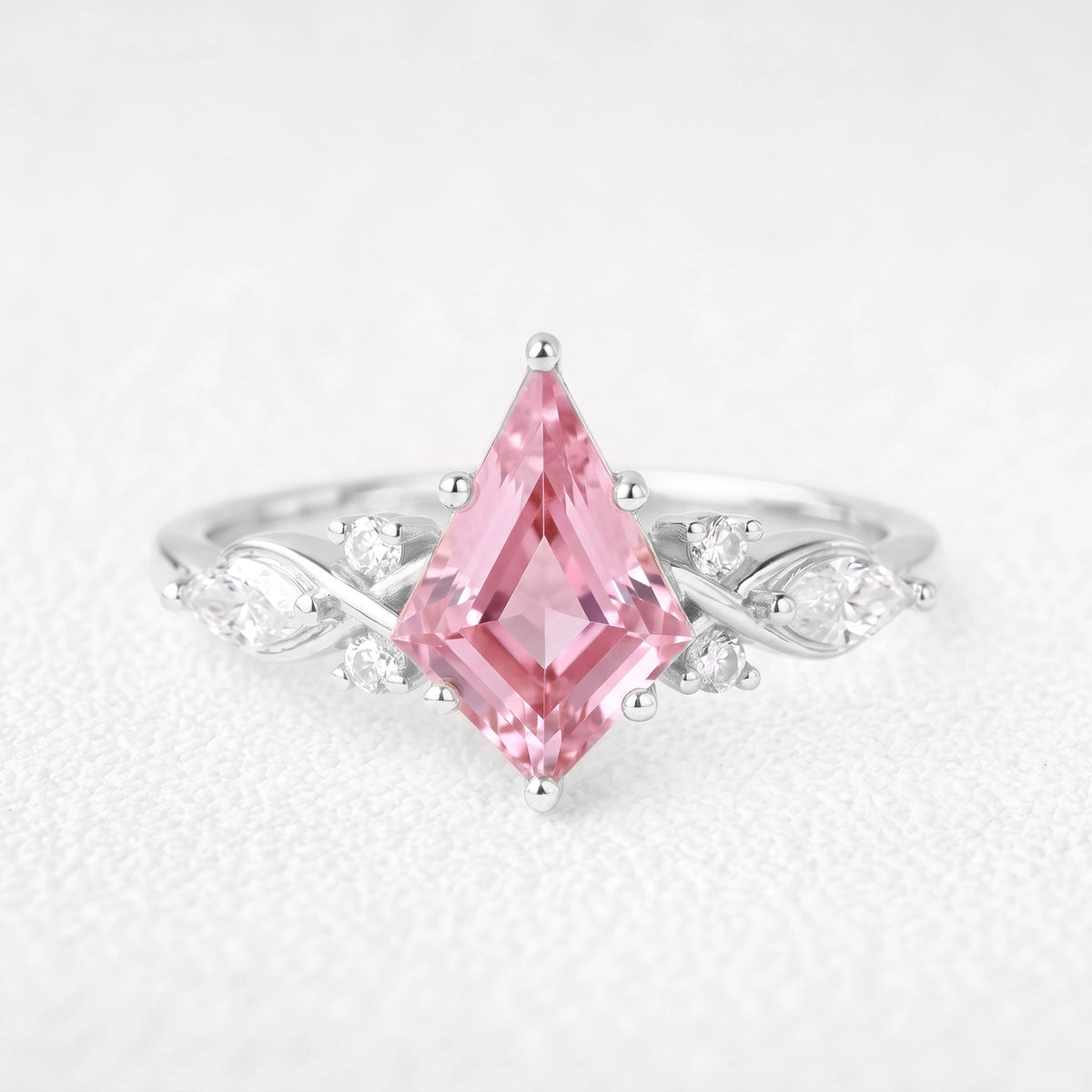 Aphrodite’s Peony | Kite-Cut Pink Sapphire Foliage Engagement Ring