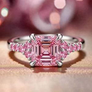 Mia's Charm | Asscher Cut Pink Sapphire Ring.