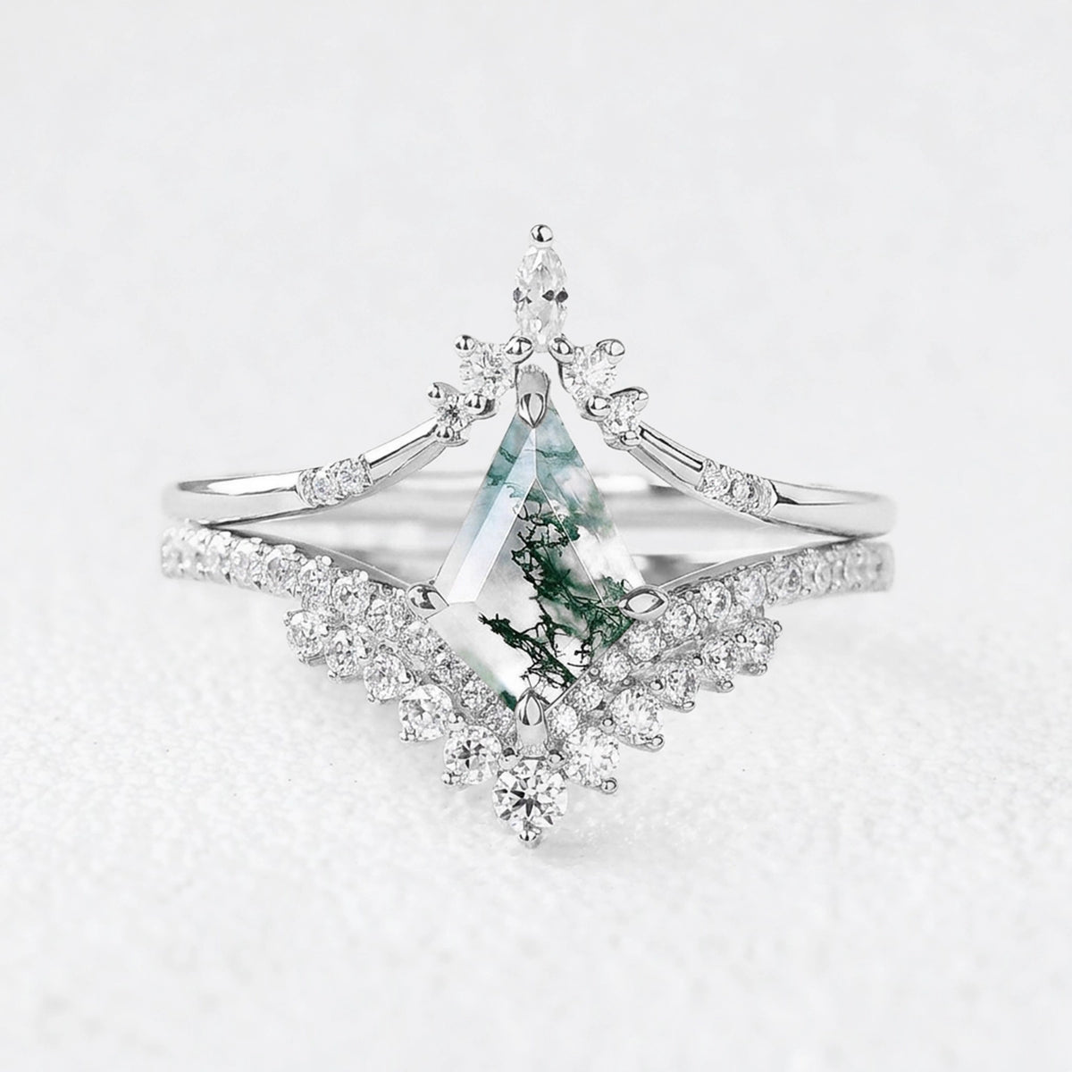 Alexandra’s Heritage | Moss Agate Chevron Cluster Bridal Duo