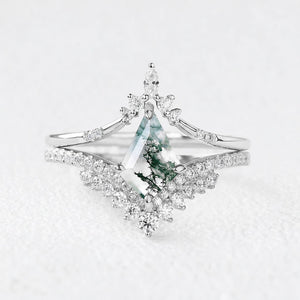 Alexandra’s Heritage | Moss Agate Chevron Cluster Bridal Duo
