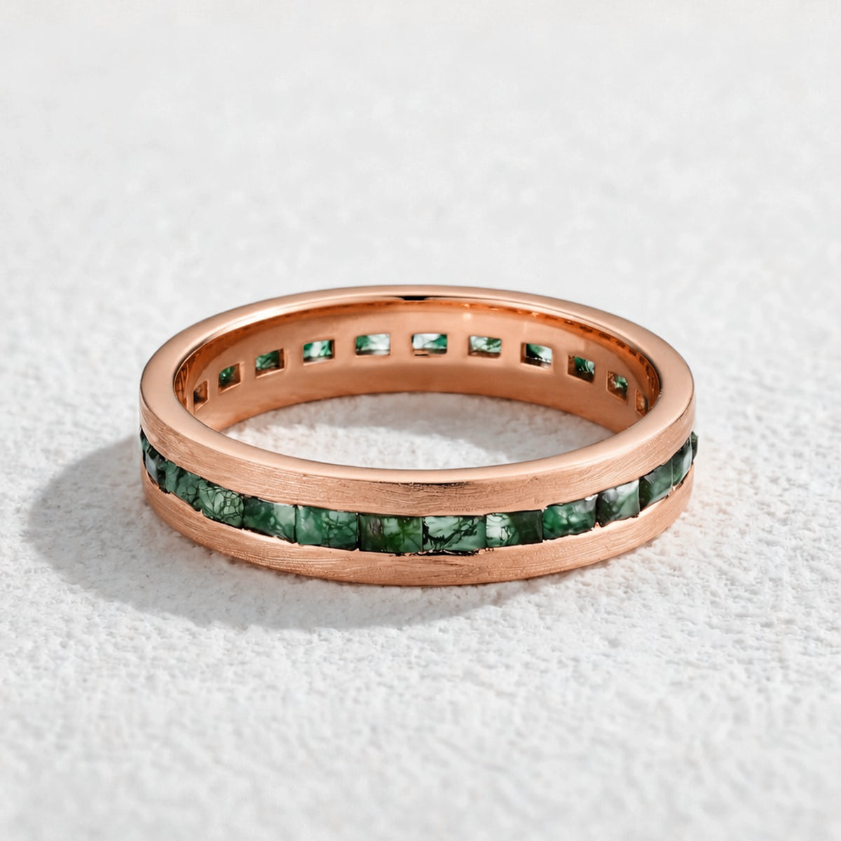 Flora’s Grove | Kite Cut Moss Agate Couple Ring Set 3pcs.