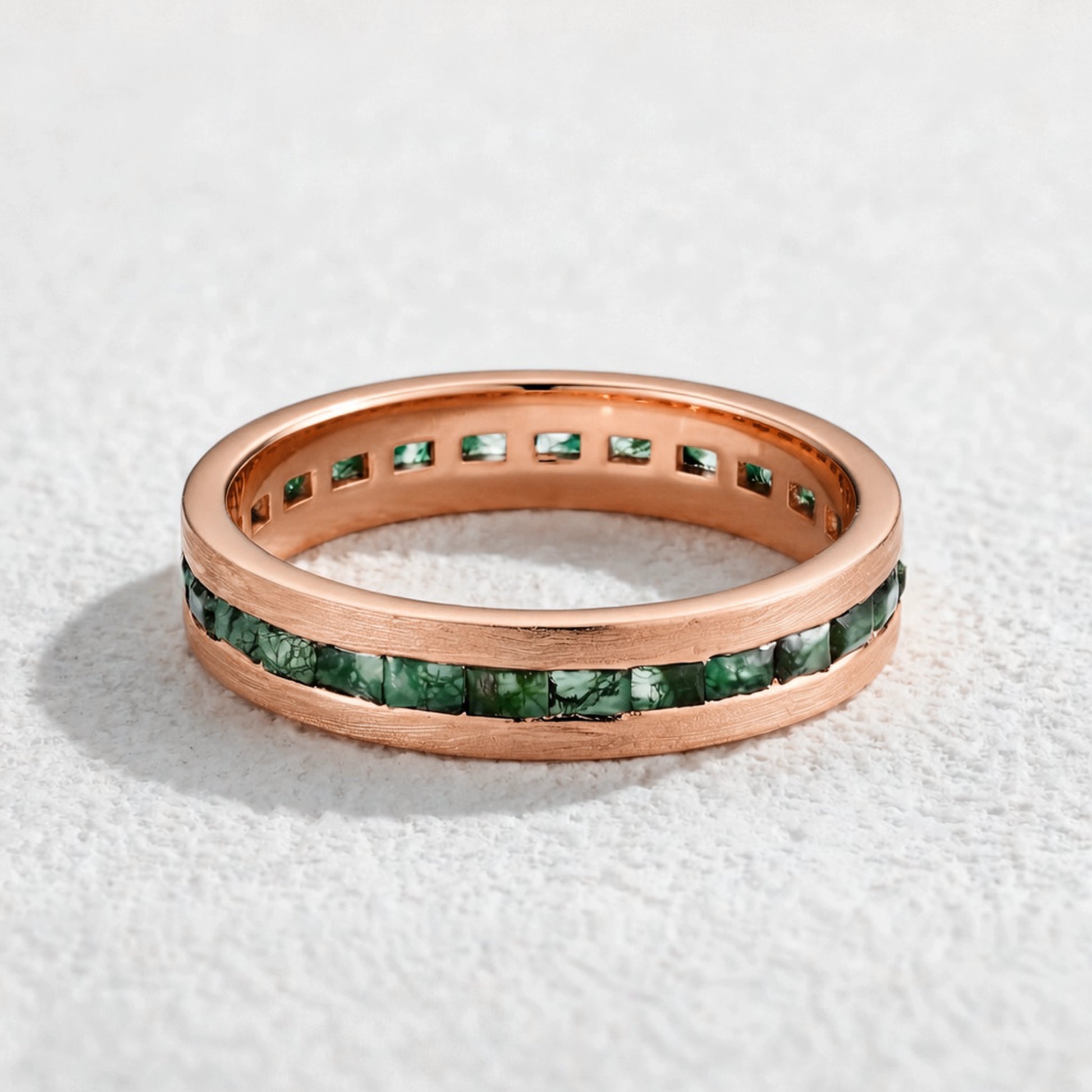 Flora’s Grove | Kite Cut Moss Agate Couple Ring Set 3pcs.
