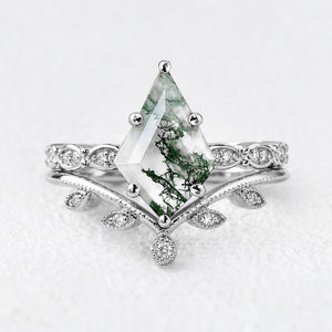 Genevieve’s Imprint | Kite Moss Agate Foliage Bridal Duo