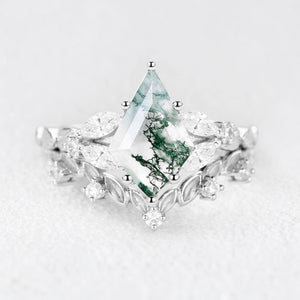 Genevieve’s Garland | Kite Moss Agate Foliage Vintage Bridal Duo