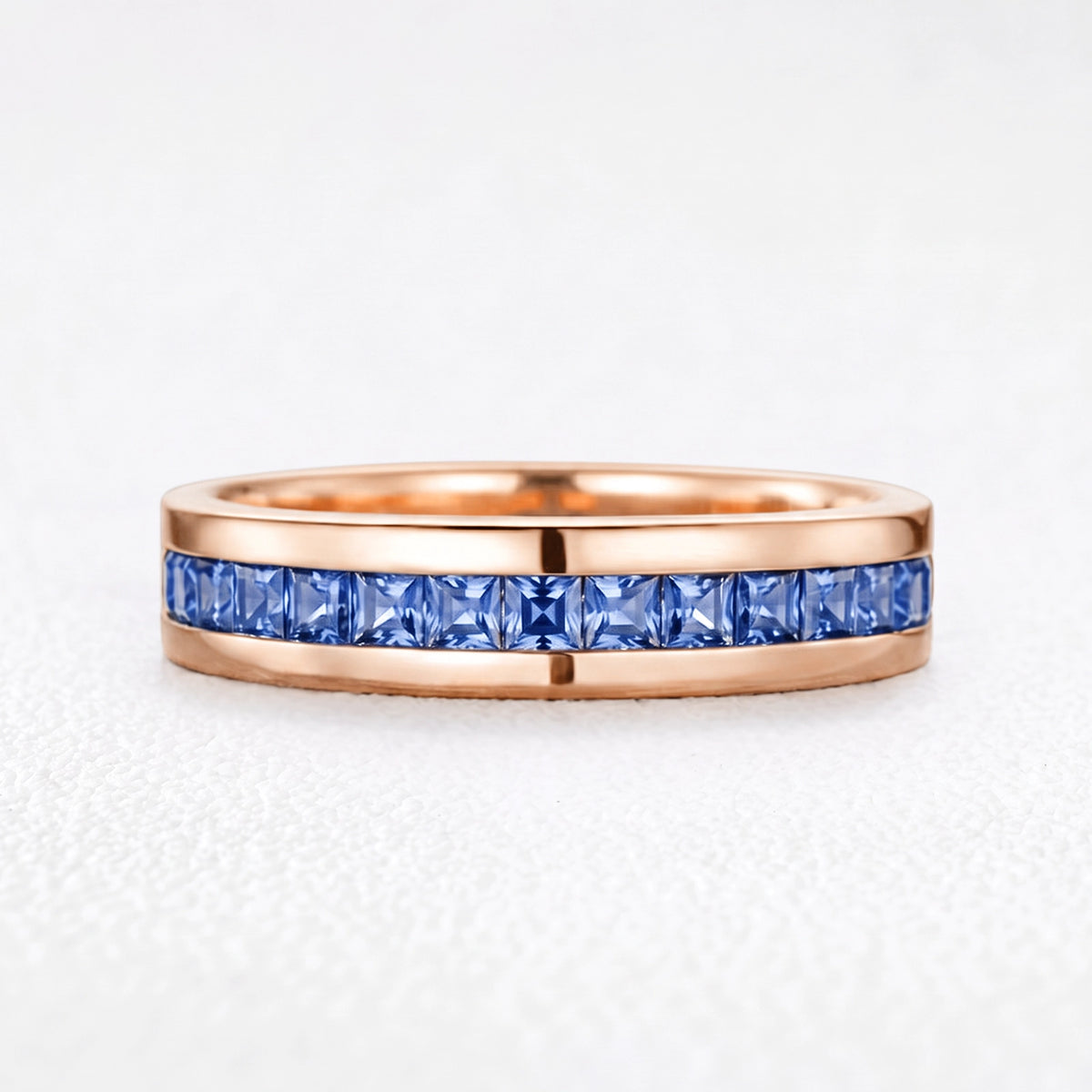 Odysseus’s Compass | Half-Eternity Square-Cut Cornflower Sapphire Men’s Band