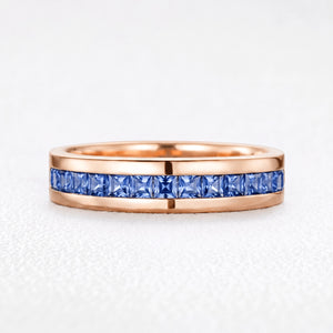 Odysseus’s Compass | Half-Eternity Square-Cut Cornflower Sapphire Men’s Band