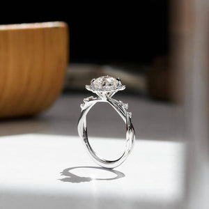 White Cushion Design 2CT Moissanite Engagement Ring.