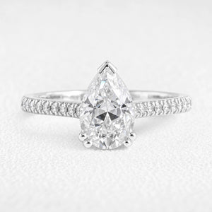 Aurora’s Reverie | 1.5CT Pear Diamond Solitaire Pave Engagement Ring