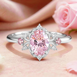 Elysia‘s Veil | Oval Vintage Pink Solitaire Ring.