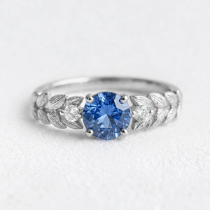 Iris’s Twilight | Blue Sapphire Solitaire Engagement Ring.