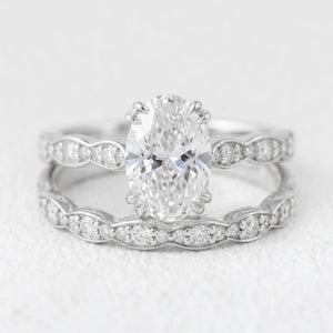 Grace’s Scallop | Vintage Oval Cut Lab Diamond Bridal Set 2pcs